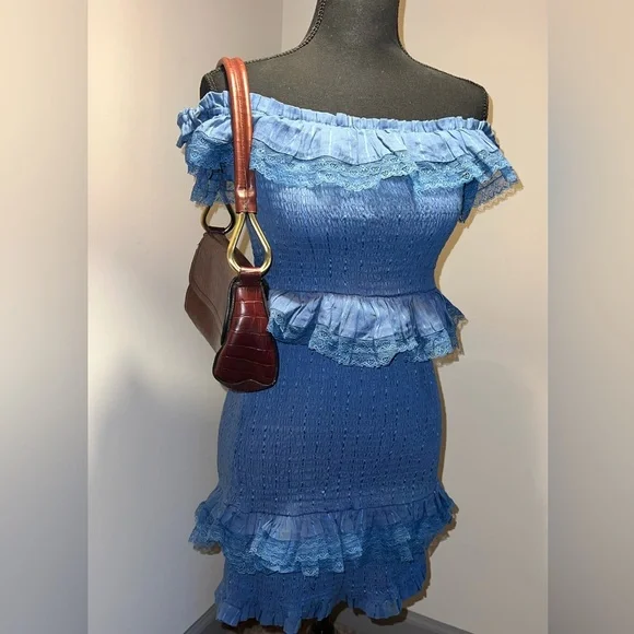 Tularosa Teri Off-the-Shoulder Ruffle Mini Dress Smocked - Picture 5 of 6